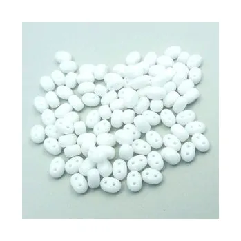 Dětské navlékací korálky Dvoudírkový rokajl bílá 10g