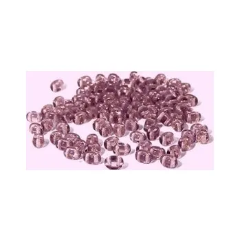 Dětské navlékací korálky Dvoudírkový rokajl světle fialová průhledná 10g