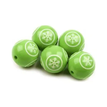 Dětské navlékací korálky Plastový korálek s vločkou 18mm zelený