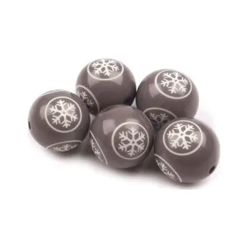Dětské navlékací korálky Plastový korálek s vločkou 18mm šedý