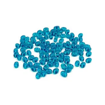 Dětské navlékací korálky Dvoudírkový rokajl azurově modrá průhledná 10g