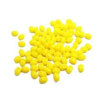 Dětské navlékací korálky Dvoudírkový rokajl žlutá 10g