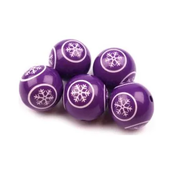 Dětské navlékací korálky Plastový korálek s vločkou 14mm fialový