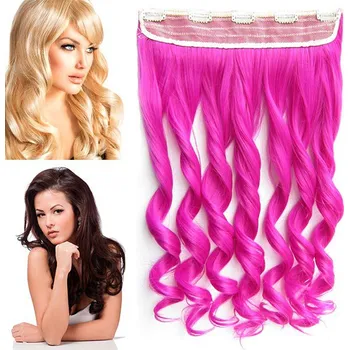 Příčesek Clip in pás vlasů - vlnité lokny 55 cm - odstín Rose Pink