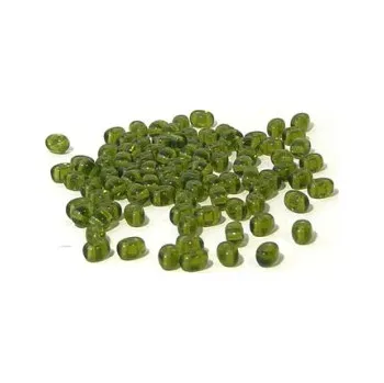 Dětské navlékací korálky Dvoudírkový rokajl khaki průhledná 10g