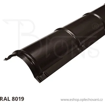 Střešní lemovaní Hřebenáč oblý plechový - tmavě hnědá