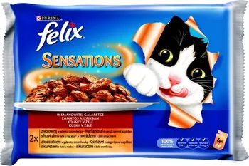 Krmivo pro kočku Felix Sensations kapsička masový výběr v želé 4 x 100 g
