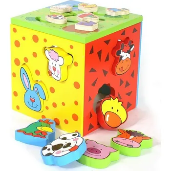 Dřevěná hračka Small Foot Dřevěná motorická kostka 2v1