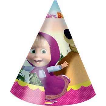 PROCOS Papírové kloboučky 6 ks, Máša a Medvěd