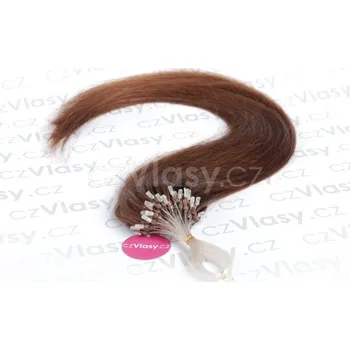 czVlasy.cz Asijské vlasy na metodu micro-ring odstín 4 Délka: 46 cm, Hmotnost: 0,5 g/pramínek, REMY kvalita