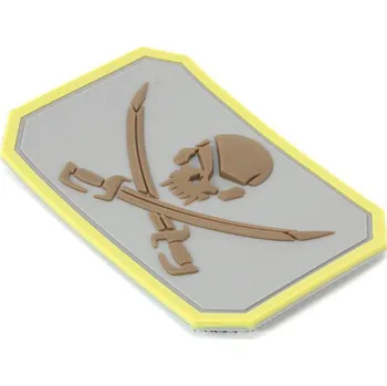 Nášivka EmersonGear PVC 3D nášivka "pirátská lebka" - šedo/hnědá