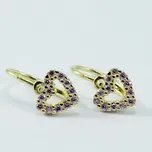 Zlatnictví U Kostela Dětské zlaté náušnice fialová srdíčka 239517F 182588524