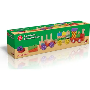 Dřevěná hračka befree Dřevěný vláček (set 17 ks)