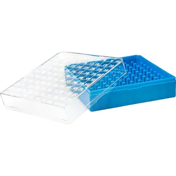 Úložný box Kryobox s průhledným víkem, 100 míst, PC, Barva: Zelená, Rozměry [mm]: 132 x 132 x 52, Balení [ks]: 5