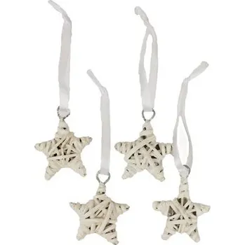 Vánoční dekorace Ratanová hvězda bílá - 4,5cm