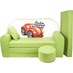 Fimex Dětská rozkládací pohovka + taburet Auto zelená