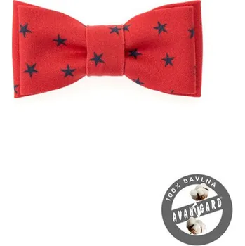 Kravata Motýlek chlapecký mini 7 cm - červený - modré hvězdičky