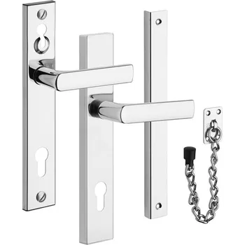 Dveřní kování Bezpečnostní kování ROSTEX 807/72 s řetízkem, klika/klika, lesklý chrom.