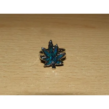 Drahý kámen Paua mušle - prstýnek - list konopí - kpmk11