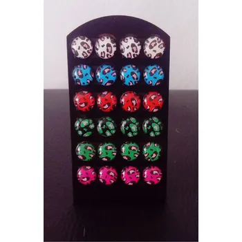 Šperk Načančaná.cz Náušnice Zebra a Leopard sada 12 párů Barva: Leopard-bílá, modrá, červená, zelená, růžová, černo-zelená