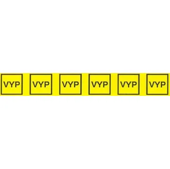 modulární přístroj a rozvaděč A Perfekt Samolepka značení VYP v obdélníku (6x) (žlutá) 25x145mm