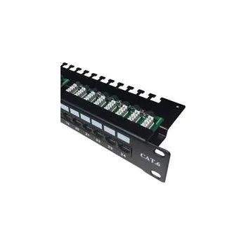 Patch panel DATACOM Patch panel 19" UTP 24 port CAT6 LSA 1U BK (3x8p)hor.zářez
