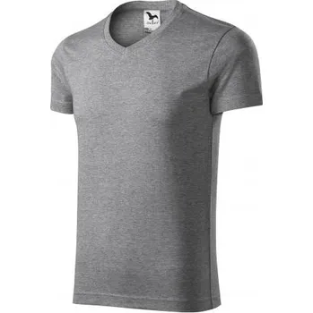 Pánské tričko MALFINI Triko SLIM FIT V-NECK MAN 180g, různé barvy Velikost XXXL tmavě šedý melír