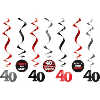 Partydeco Závěsné spirály 40. narozeniny 7 ks