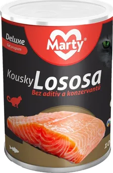 Krmivo pro kočku Marty DeLuxe kousky lososa konzerva 400 g