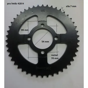 Řetězová sada pro motocykl rozeta zadní 46z střed 54 mm pro řetěz 428 YUKI QUICK