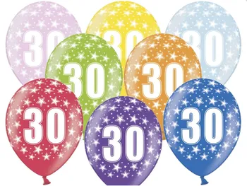 Balónek Partydeco Metalic mix 30 narozeniny 50 ks