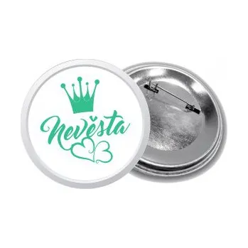 Svatební dekorace PotiskniTriko.cz Placka nevěsta bílá/mátová