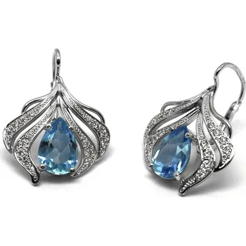 Prsten Klenoty Budín Ručně vyrobené náušnice z bílého zlata s akvamaríny a diamanty J-28487-17 (J-28487-17 - POŠTOVNÉ ZDARMA!!)