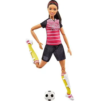 Panenka Barbie Sportovkyně – fotbalistka brunetka