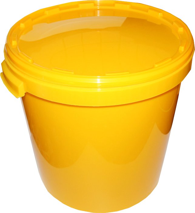 Nádoba na med - žlutá - 40kg - plast ( žluté nebo bílé víko )