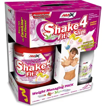 Spalovač tuku Amix Shake4 Fit & Slim 1000 g + Carniline 480 ml
