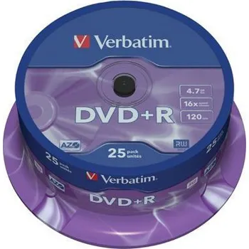 DVD+R Verbatim 4,7 GB, 16x, cake 25 ks