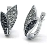 Klenoty Budín Ručně vyrobené náušnice z bílého zlata s černými a bílými diamanty J-28294-17 (J-28294-17 - POŠTOVNÉ ZDARMA!!)
