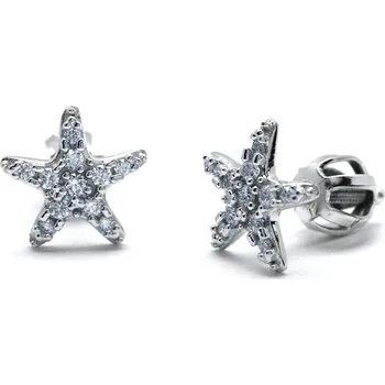 Náušnice Klenoty Budín Diamantové náušnice z bílého zlata s diamanty - hvězdičky J-28407-17 (Klenoty Budín Diamantové náušnice z bílého zlata s diamanty - hvězdičky J-28407-17)
