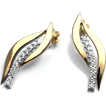 Prsten Ručně vyrobené náušnice s diamanty z bílého a žlutého zlata J-29964-18 (J-29964-18 - POŠTOVNÉ ZDARMA!!)