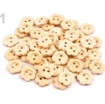 Knoflík - dřevěná kytička natur - 1ks