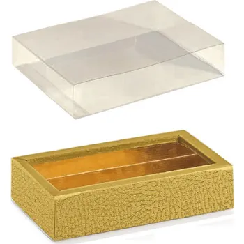 Dárková krabička Krabička+rozdělovač v.35mm+obal plast 145x75, (kůže zlatá) 10 ks/bal