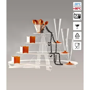 Stojan na zákusky plast, 4 patra (čirý) prům.46,9, v.25,9 cm
