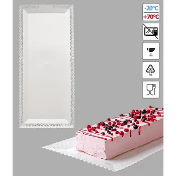 Podložka pod dort s krajkou plast 16x30cm (bílá) 5 kg/bal (cca 51 ks)