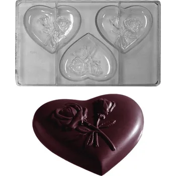 Forma na pečení Forma na pralinky (srdce s růží 100g) 3 tvary/forma