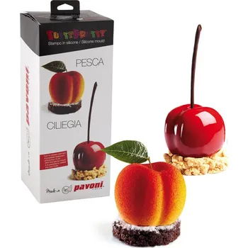 Nádoba na pečení Forma silikonová design Pesca-Ciliegia 3D (broskev-třešeň) 20x90ml, 5,8x5,3, v.4,6cm