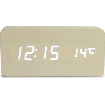 Hodiny WOODOO CLOCK digitální LED dřevěné hodiny smetanové