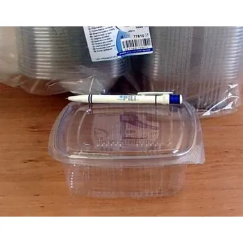Jednorázové nádobí Miska hranatá s integrovaným víčkem, PET 1000ml/50ks