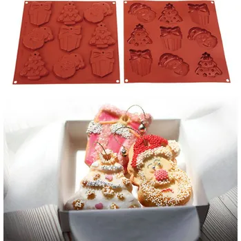 Forma na pečení Forma silikonová perníčky na zavěšení (9ks Vánoce) 9,3x8, v.1,45cm