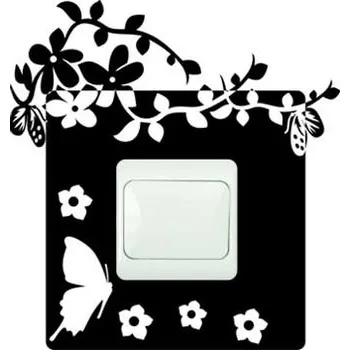 Samolepící dekorace Samolepka pod vypínač Květina s motýly 3 (dekorace do bytu)